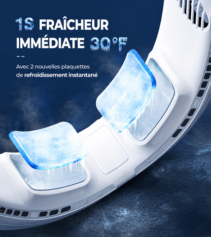 ❄️ Ventilateur de cou portable avec double refroidissement à semi-conducteurs❄️ | Flux d’air à 360° • Jusqu’à 8 h d’autonomie • 3 vitesses | Idéal pour l’été, les voyages et les activités en extérieur