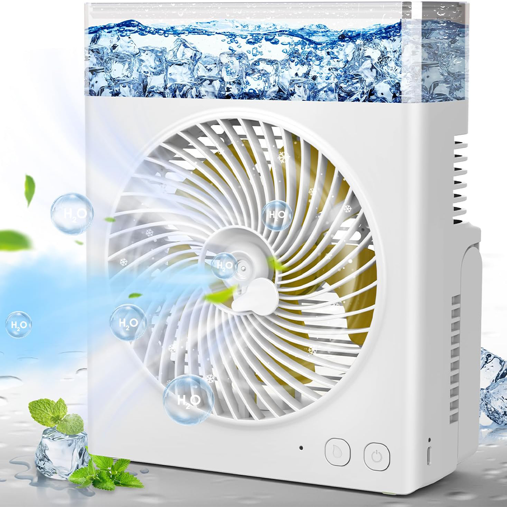 ❄️ BVJ tragbarer Sprühventilator | Bis zu 30 Std. Akkulaufzeit • 600-ml-Wassertank • USB-Aufladung • Leiser Betrieb | Ideal für Zuhause, Büro, Camping & Reisen