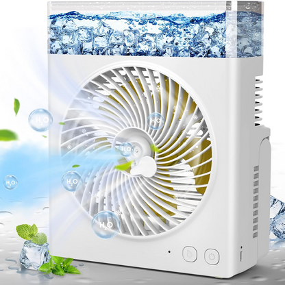 ❄️ BVJ tragbarer Sprühventilator | Bis zu 30 Std. Akkulaufzeit • 600-ml-Wassertank • USB-Aufladung • Leiser Betrieb | Ideal für Zuhause, Büro, Camping & Reisen