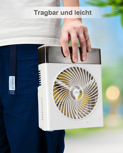 ❄️ BVJ tragbarer Sprühventilator | Bis zu 30 Std. Akkulaufzeit • 600-ml-Wassertank • USB-Aufladung • Leiser Betrieb | Ideal für Zuhause, Büro, Camping & Reisen