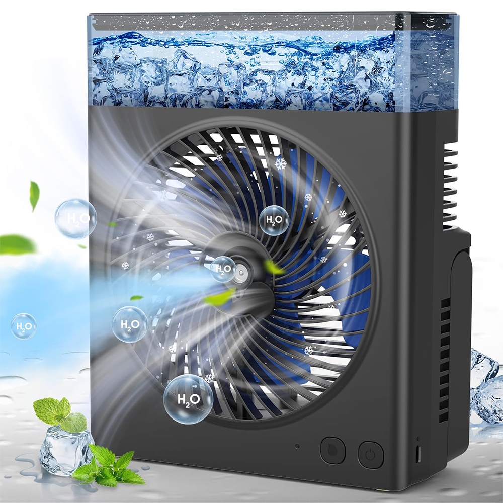 ❄️ BVJ tragbarer Sprühventilator | Bis zu 30 Std. Akkulaufzeit • 600-ml-Wassertank • USB-Aufladung • Leiser Betrieb | Ideal für Zuhause, Büro, Camping & Reisen