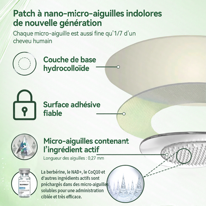🇫🇷 Nouveauté 2026丨 Purelora® Moringa Berbérine x NAD+ Patch Nano-Microneedle 10-en-1 Une application par jour, changements visibles dès 7 jours. Pour accompagner la gestion du poids et le bien-être global.